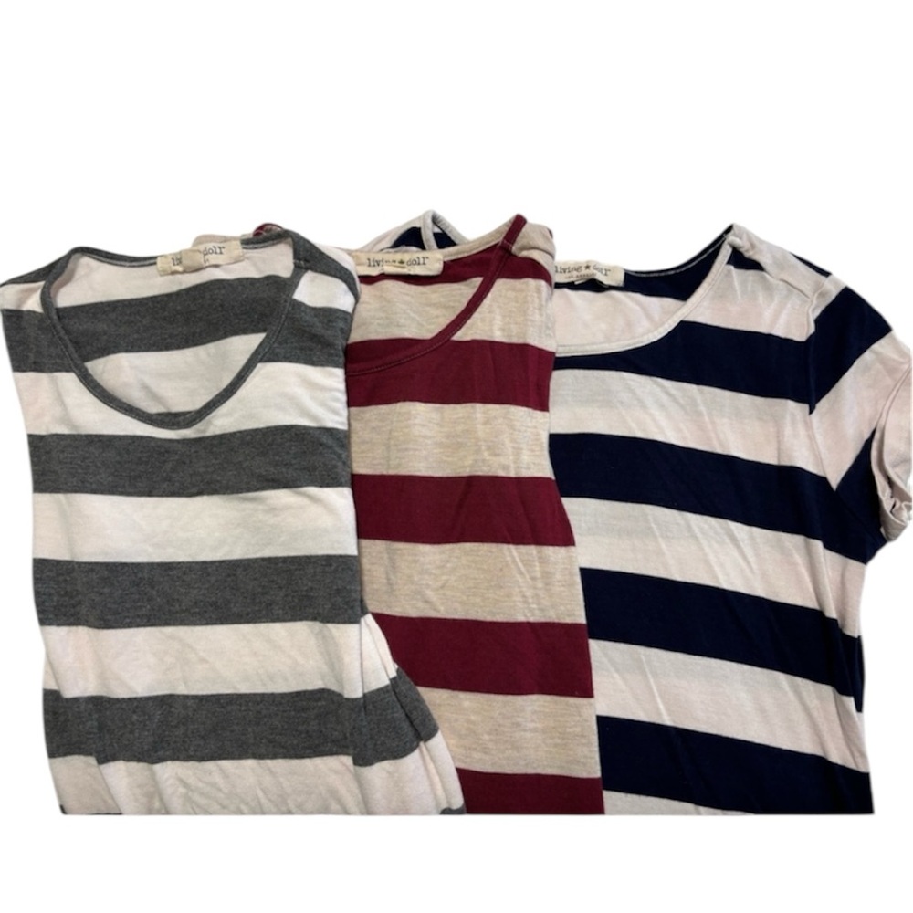 Set of 3 Living Doll Striped T-Shirt Dresses Small & Medium